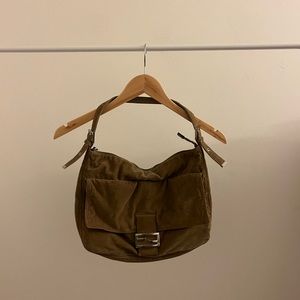 Fendi Corduroy Brown Zucca Mama Baguette Bag